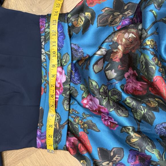 Theia Tabitha Long Sleeve Gown Dress Women's Size 4 Floral Navy Blue - Picture 10 of 14